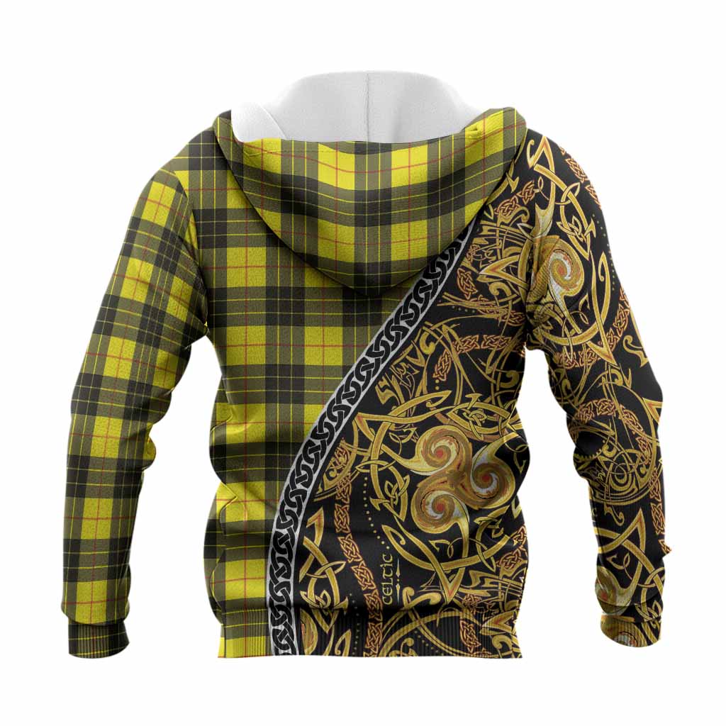 MacLeod (McLeod) Tartan Crest Knitted Hoodie Celtic Knot and Triple Trickle Spiral Symbols