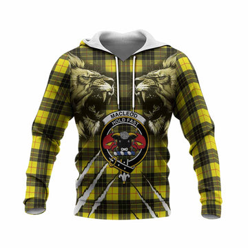 MacLeod (McLeod) Tartan Crest Knitted Hoodie Ferocious Lion Style