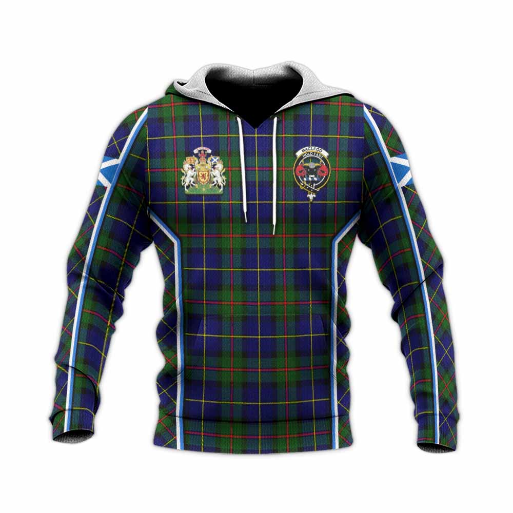 MacLeod (McLeod) Tartan Crest Knitted Hoodie Scotland Coat of Arm Flag Style - Tartan Vibes Clothing