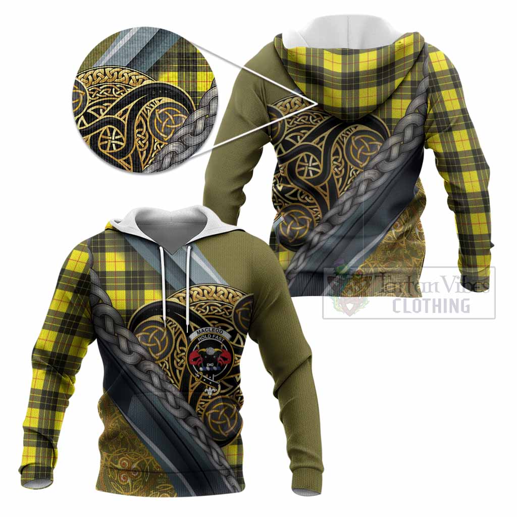 MacLeod (McLeod) Tartan Crest Knitted Hoodie Scottish Triskele Celtic