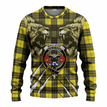 MacLeod (McLeod) Tartan Crest Knitted Sweater Ferocious Lion Style
