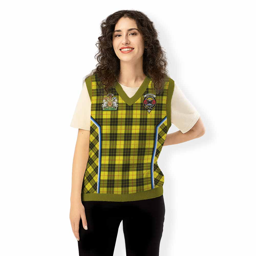 MacLeod (McLeod) Tartan Crest Knitted V-Neck Vest Scotland Coat of Arm Flag Style - Tartan Vibes Clothing