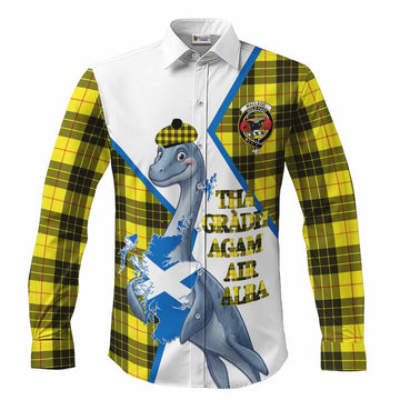 MacLeod (McLeod) Tartan Crest Loch Ness Monster Long Sleeve Button Shirts Nessie Scottish Map Tha Gradh Agam Air Alba
