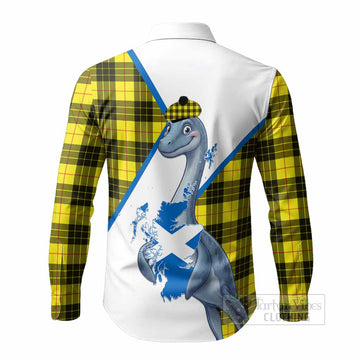 MacLeod (McLeod) Tartan Crest Loch Ness Monster Long Sleeve Button Shirts Nessie Scottish Map Tha Gradh Agam Air Alba