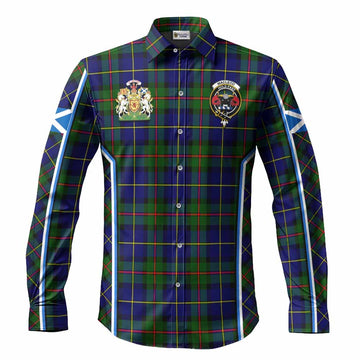MacLeod (McLeod) Tartan Crest Long Sleeve Button Shirts Scotland Coat of Arm Flag Style