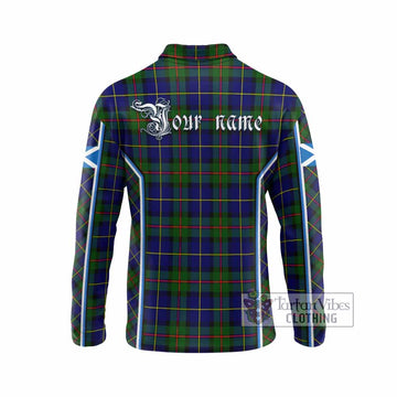 MacLeod (McLeod) Tartan Crest Long Sleeve Polo Shirt Scotland Coat of Arm Flag Style
