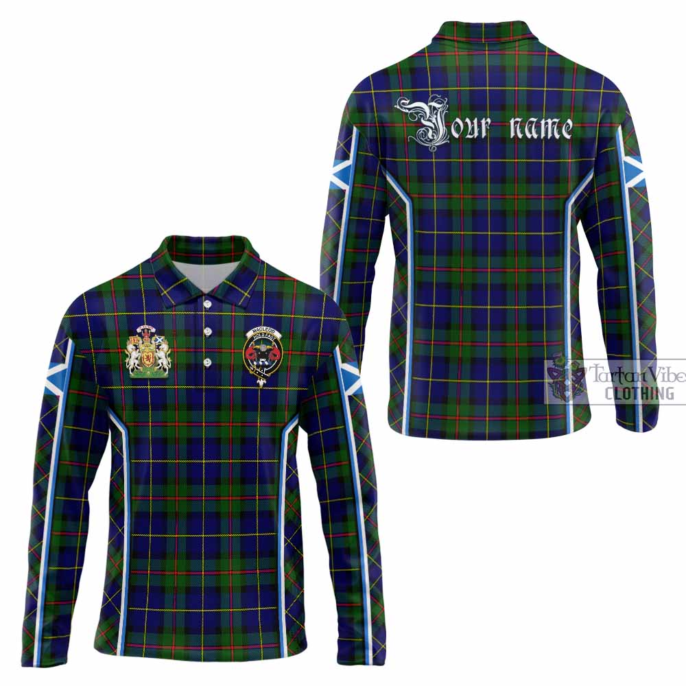 MacLeod (McLeod) Tartan Crest Long Sleeve Polo Shirt Scotland Coat of Arm Flag Style - Tartan Vibes Clothing