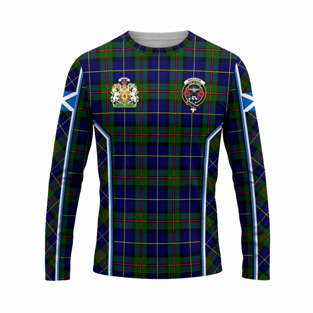 MacLeod (McLeod) Tartan Crest Long Sleeve T-Shirt Scotland Coat of Arm Flag Style - Tartan Vibes Clothing