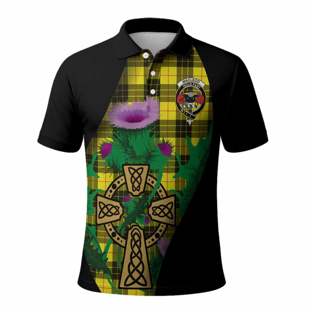 MacLeod (McLeod) Tartan Crest Polo Shirt Celtic Cross Thistle Flowers