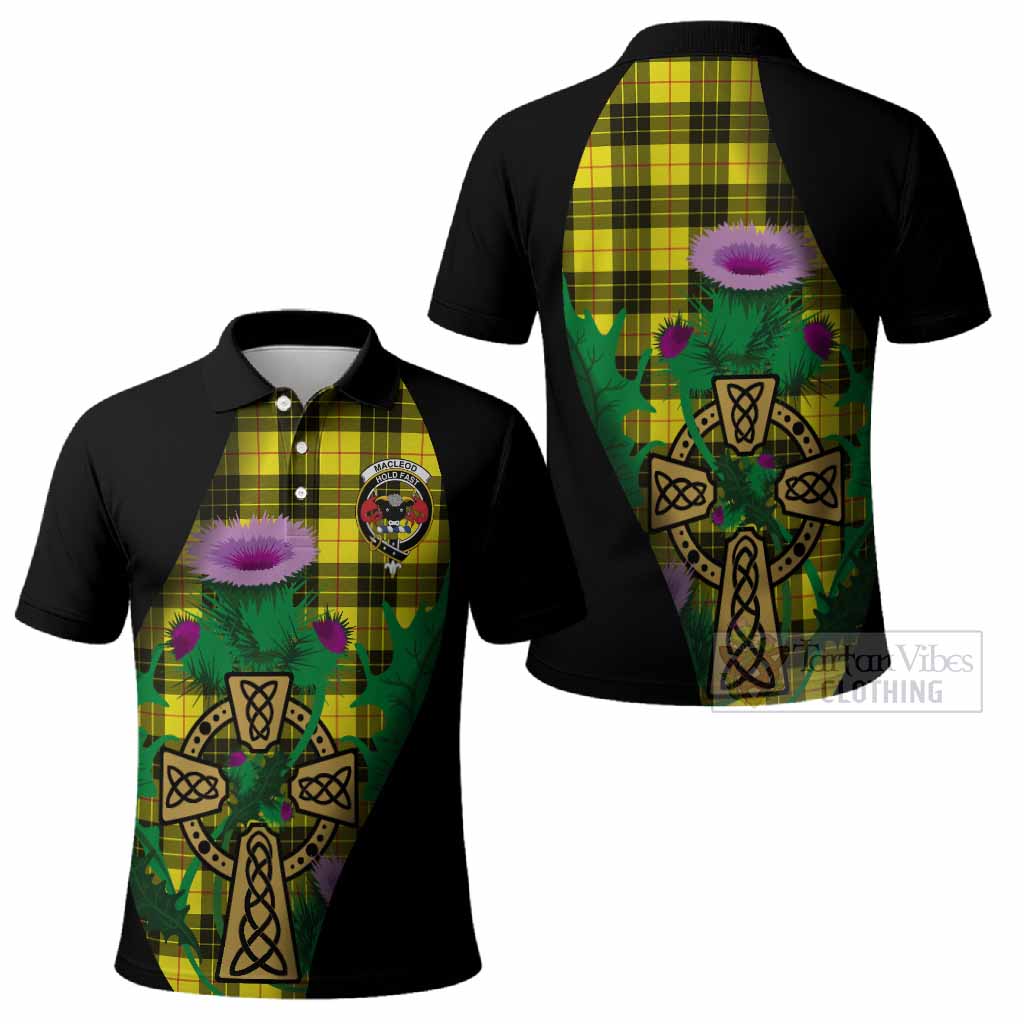 MacLeod (McLeod) Tartan Crest Polo Shirt Celtic Cross Thistle Flowers