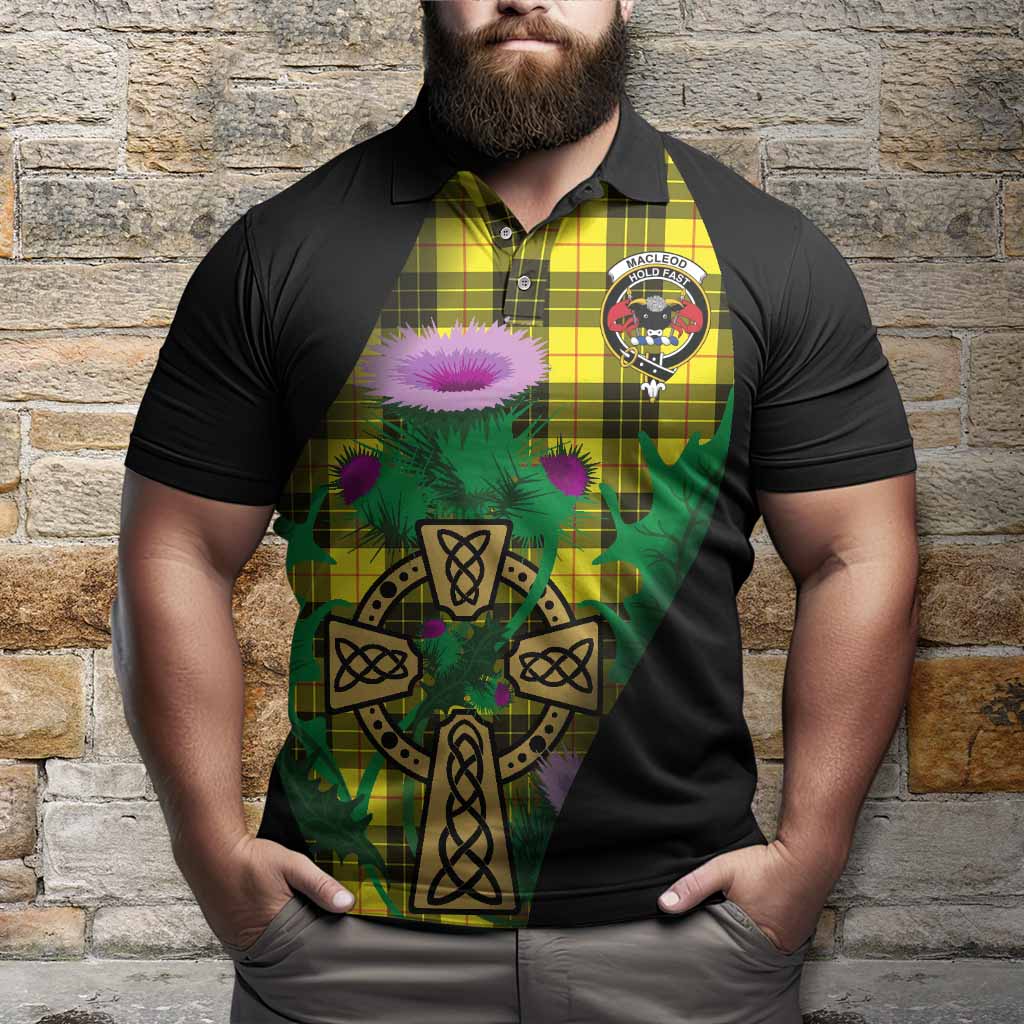 MacLeod (McLeod) Tartan Crest Polo Shirt Celtic Cross Thistle Flowers