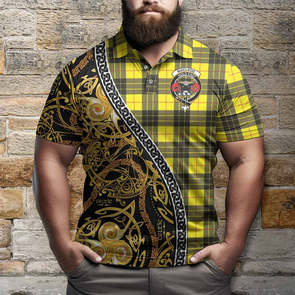 MacLeod (McLeod) Tartan Crest Polo Shirt Celtic Knot and Triple Trickle Spiral Symbols