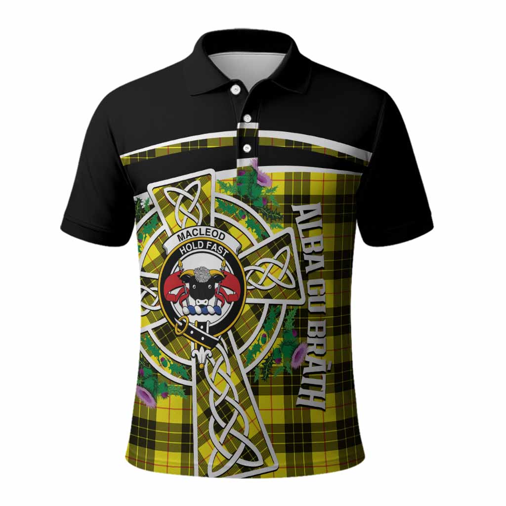 MacLeod (McLeod) Tartan Crest Polo Shirt Scottish Thistle Celtic Cross Alba Gu Brath