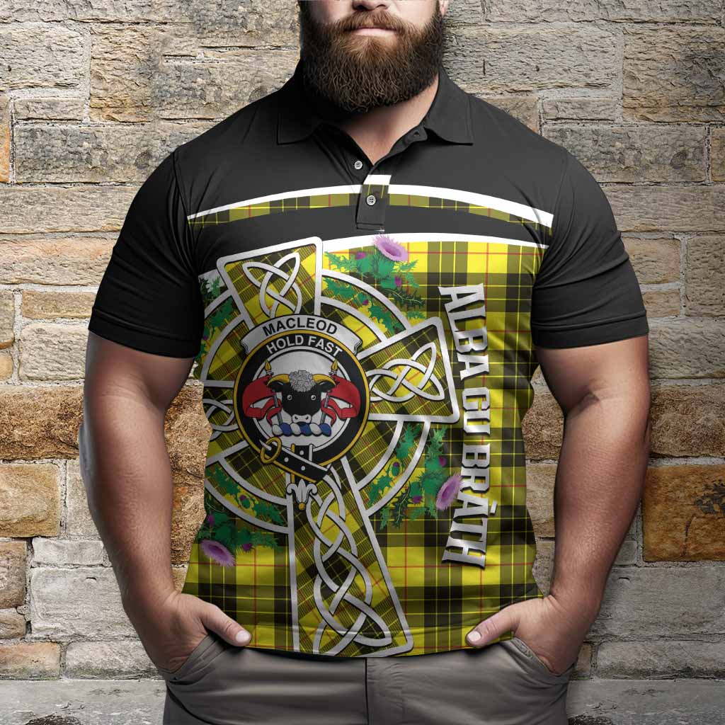 MacLeod (McLeod) Tartan Crest Polo Shirt Scottish Thistle Celtic Cross Alba Gu Brath