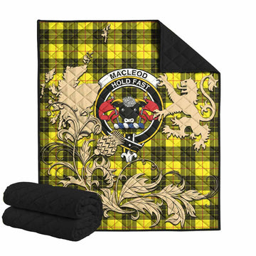 MacLeod (McLeod) Tartan Crest Premium Quilt with Scottish Iconic Symbols 