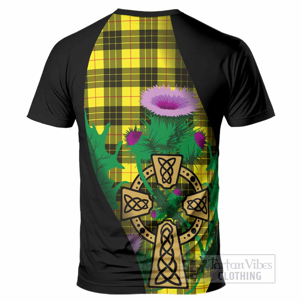 MacLeod (McLeod) Tartan Crest T-Shirt Celtic Cross Thistle Flowers