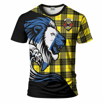 MacLeod (McLeod) Tartan Crest T-Shirt Scottish Golden Lions Wave Flow