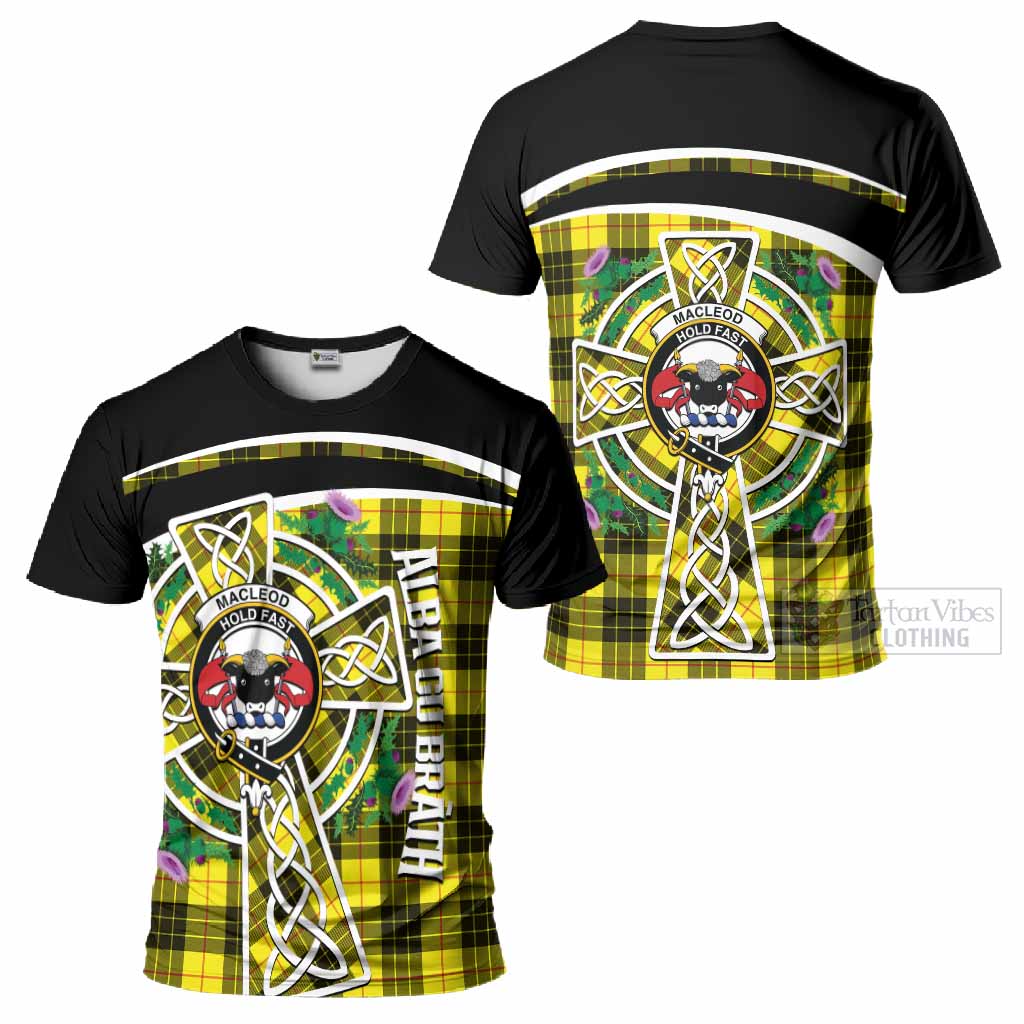 MacLeod (McLeod) Tartan Crest T-Shirt Scottish Thistle Celtic Cross Alba Gu Brath