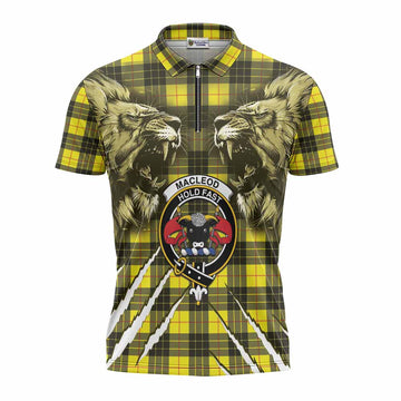 MacLeod (McLeod) Tartan Crest Zipper Polo Shirt Ferocious Lion Style