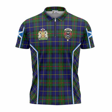 MacLeod (McLeod) Tartan Crest Zipper Polo Shirt Scotland Coat of Arm Flag Style