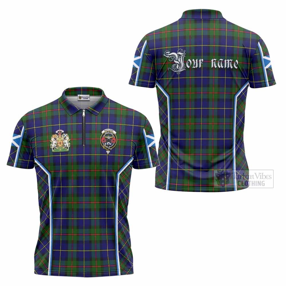 MacLeod (McLeod) Tartan Crest Zipper Polo Shirt Scotland Coat of Arm Flag Style - Tartan Vibes Clothing