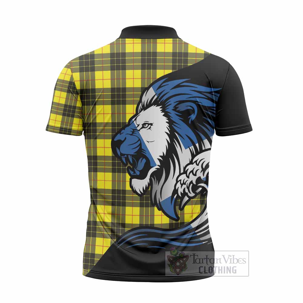 MacLeod (McLeod) Tartan Crest Zipper Polo Shirt Scottish Golden Lions Wave Flow