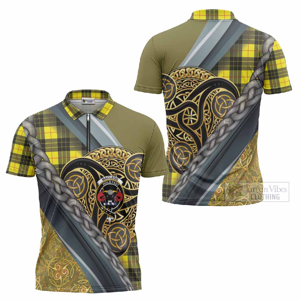 MacLeod (McLeod) Tartan Crest Zipper Polo Shirt Scottish Triskele Celtic