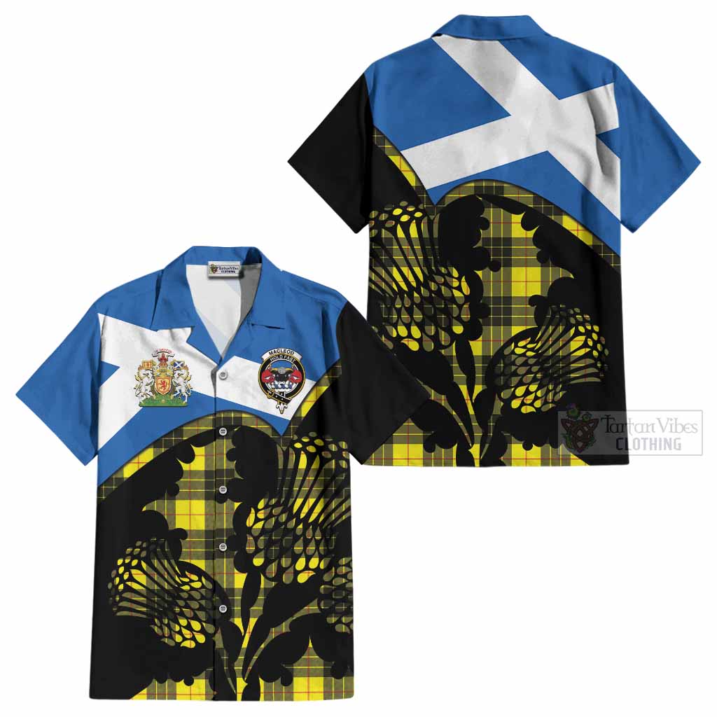 MacLeod (McLeod) Tartan Family Crest Cotton Hawaiian Shirt Scotland Thistle Floral Flag Style