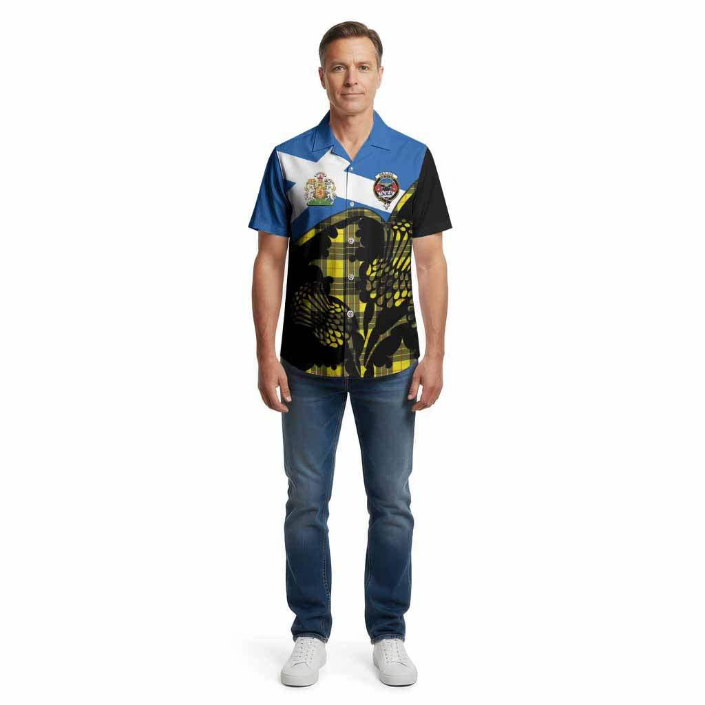 MacLeod (McLeod) Tartan Family Crest Cotton Hawaiian Shirt Scotland Thistle Floral Flag Style