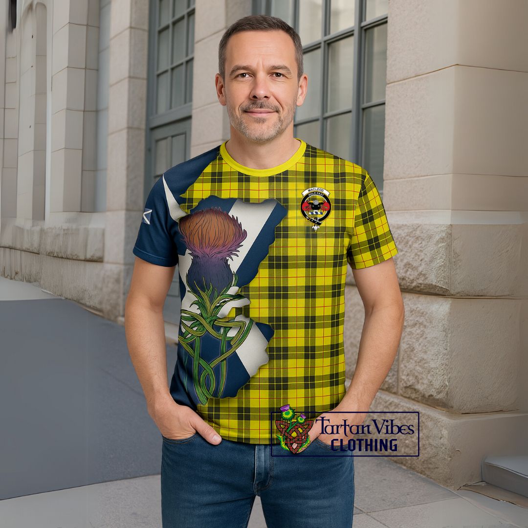 MacLeod (McLeod) Tartan Family Crest Cotton T-shirt Scottish Thistle Celtic Inspired