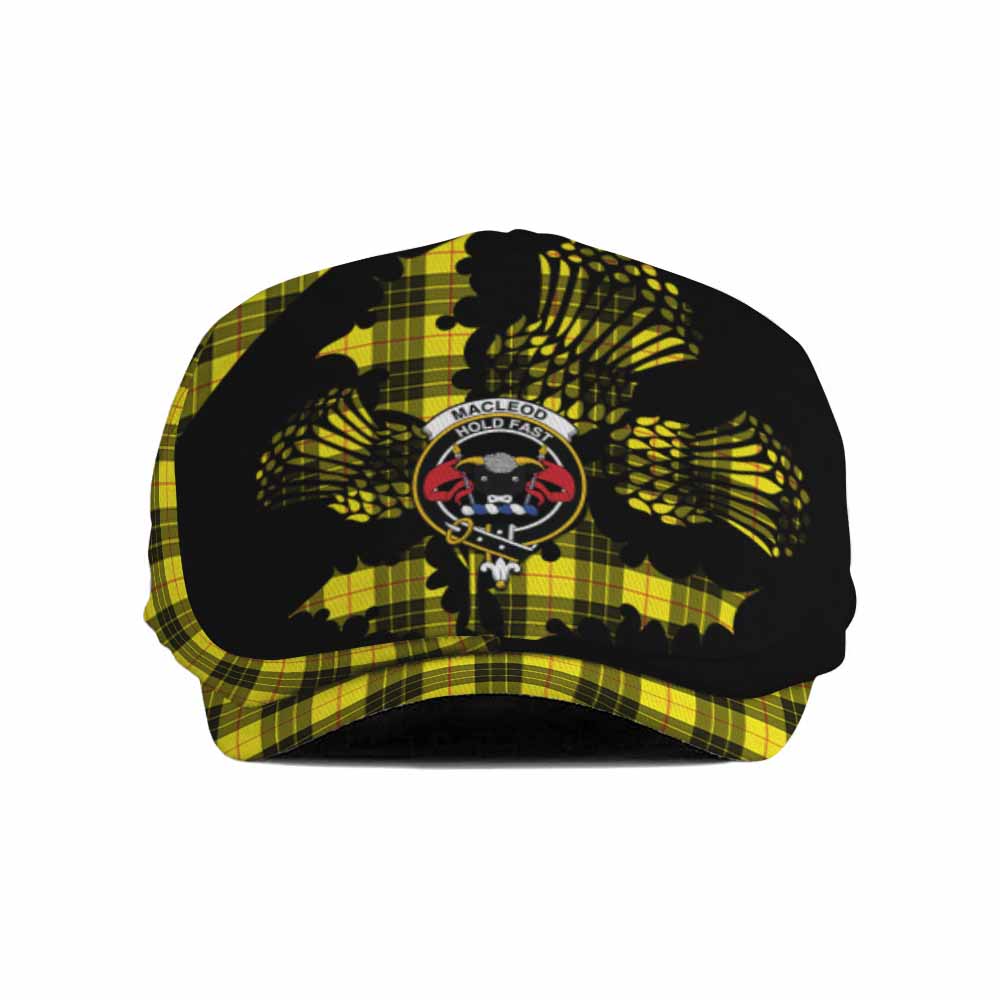 MacLeod (McLeod) Tartan Family Crest Flat Cap, Jeff Cap Scotland Thistle Floral