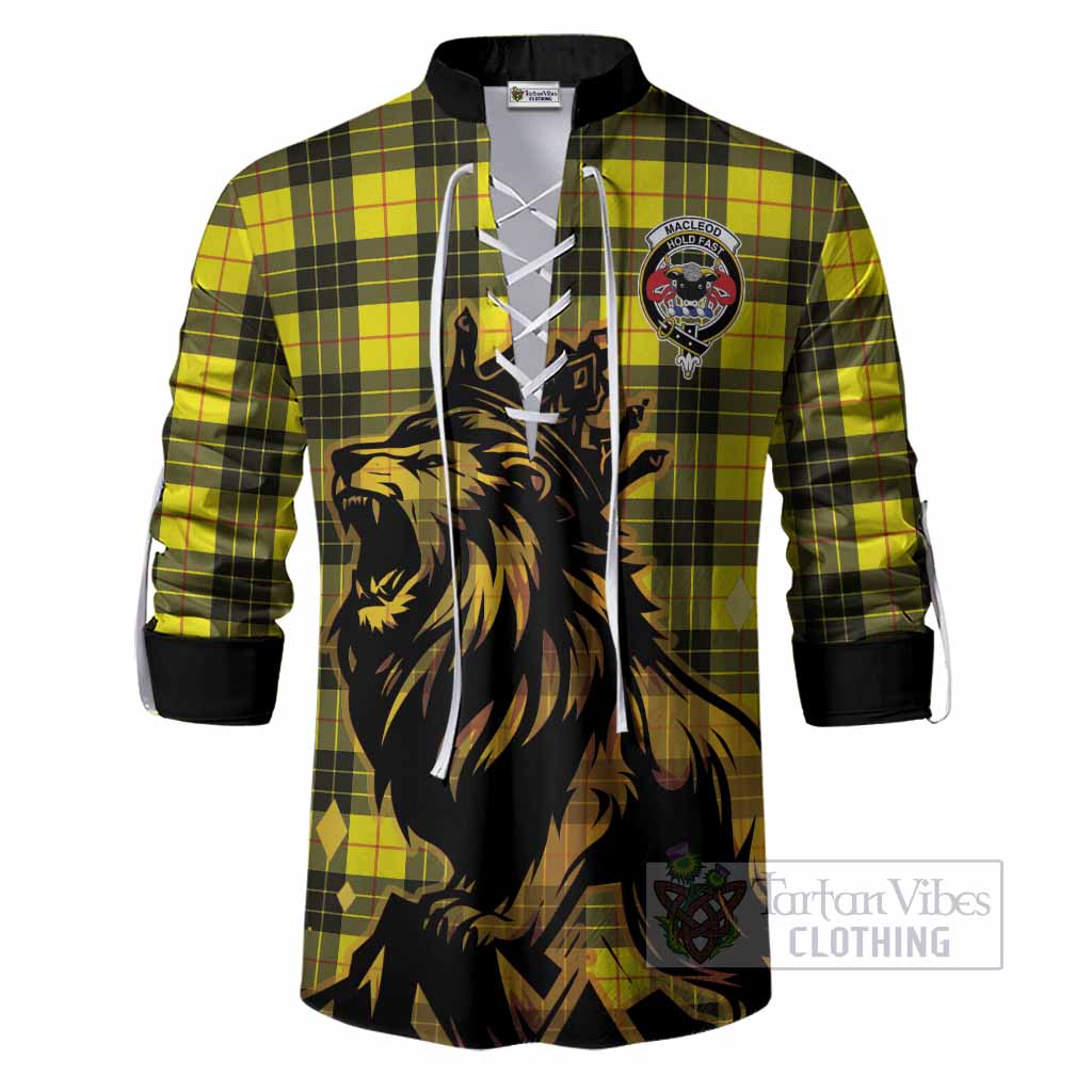 MacLeod (McLeod) Tartan Family Crest Ghillie Shirt Crowned Lion Roaring