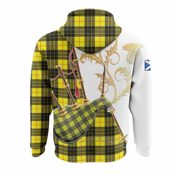 MacLeod (McLeod) Tartan Family Crest Hoodie Bagpipes with Scottish Thistle