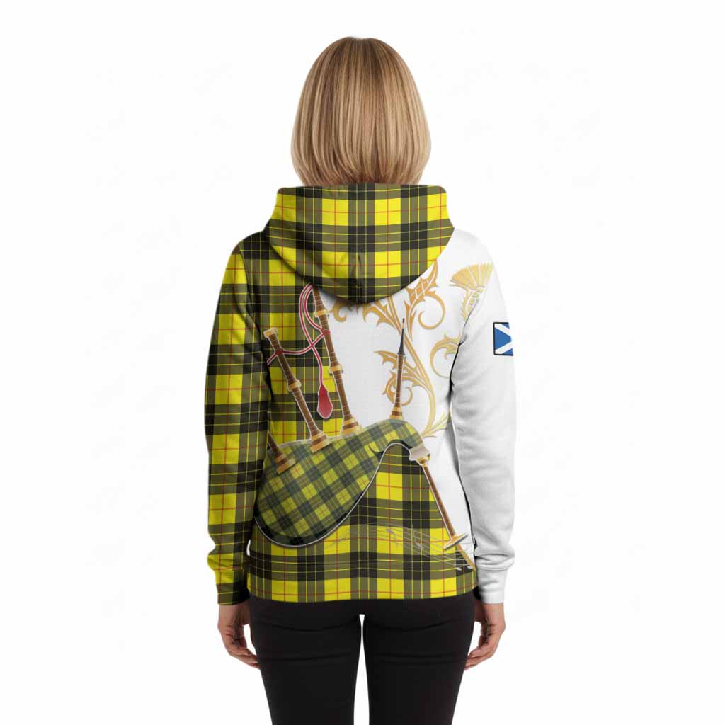 MacLeod (McLeod) Tartan Family Crest Hoodie Bagpipes with Scottish Thistle