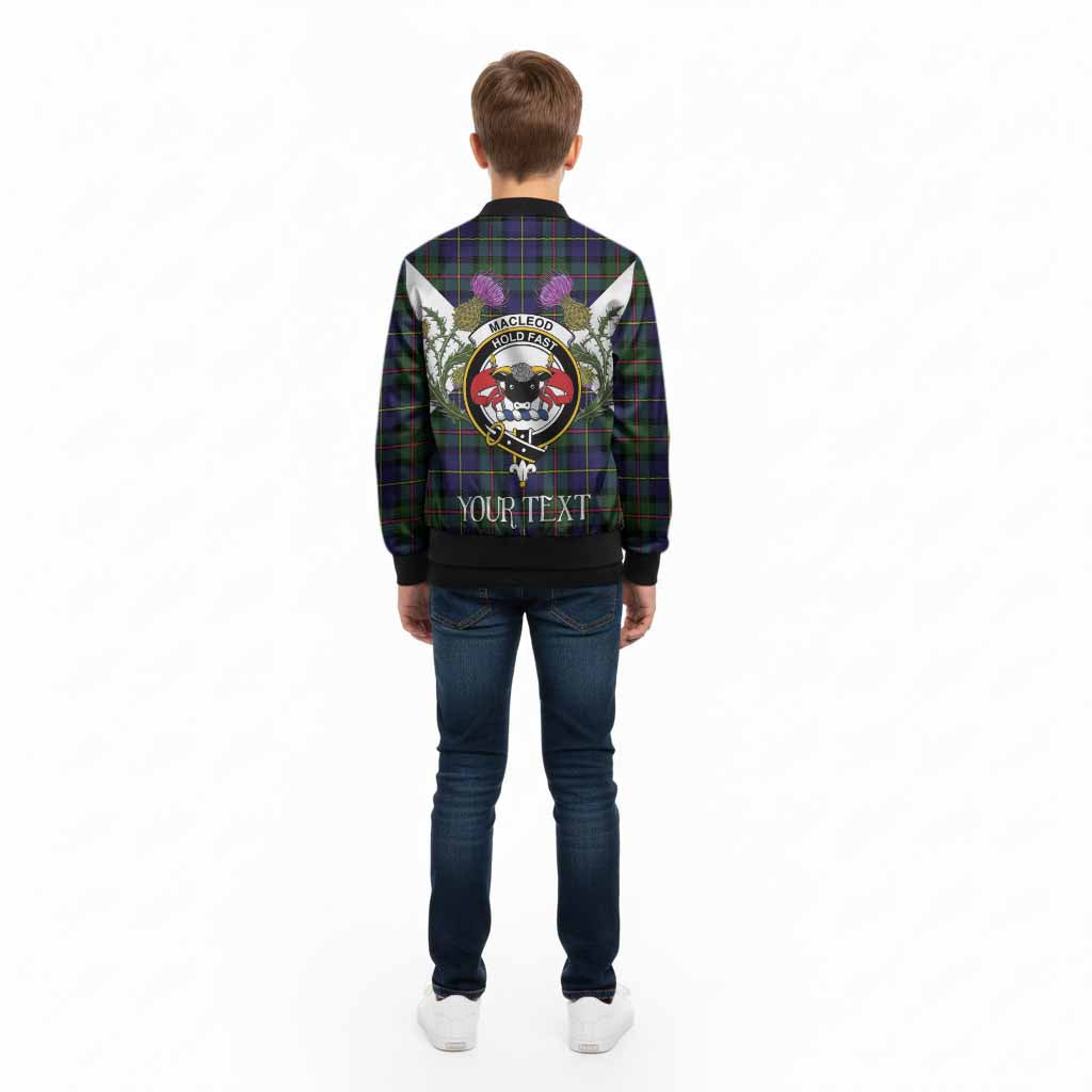 MacLeod (McLeod) Tartan Family Crest Kid Bomber Jacket Scottish Burns Night Thistle Floral