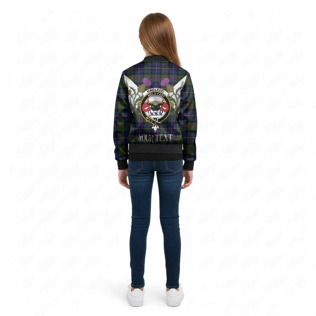 MacLeod (McLeod) Tartan Family Crest Kid Bomber Jacket Scottish Burns Night Thistle Floral