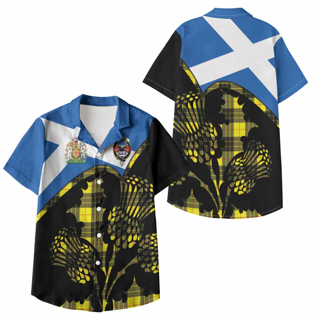 MacLeod (McLeod) Tartan Family Crest Kid Hawaiian Shirt Scotland Thistle Floral Flag Style