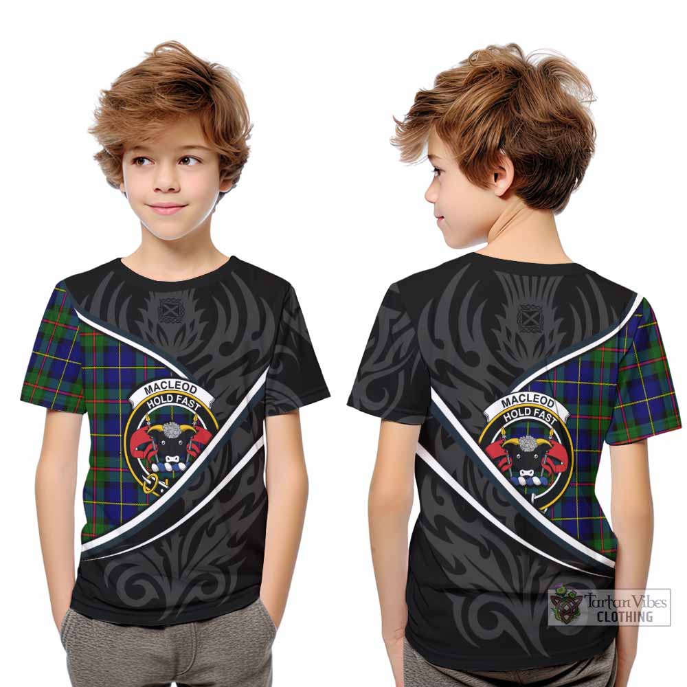 MacLeod (McLeod) Tartan Family Crest Kid T-shirt Celtic Scottish Thistle Floral - Tartan Vibes Clothing