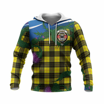 MacLeod (McLeod) Tartan Family Crest Knitted Hoodie Thistle in Minimalism