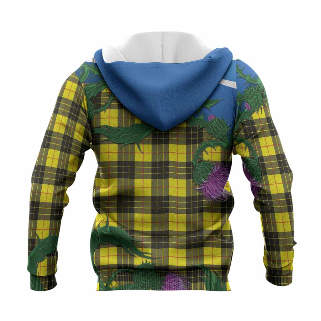 MacLeod (McLeod) Tartan Family Crest Knitted Hoodie Thistle in Minimalism