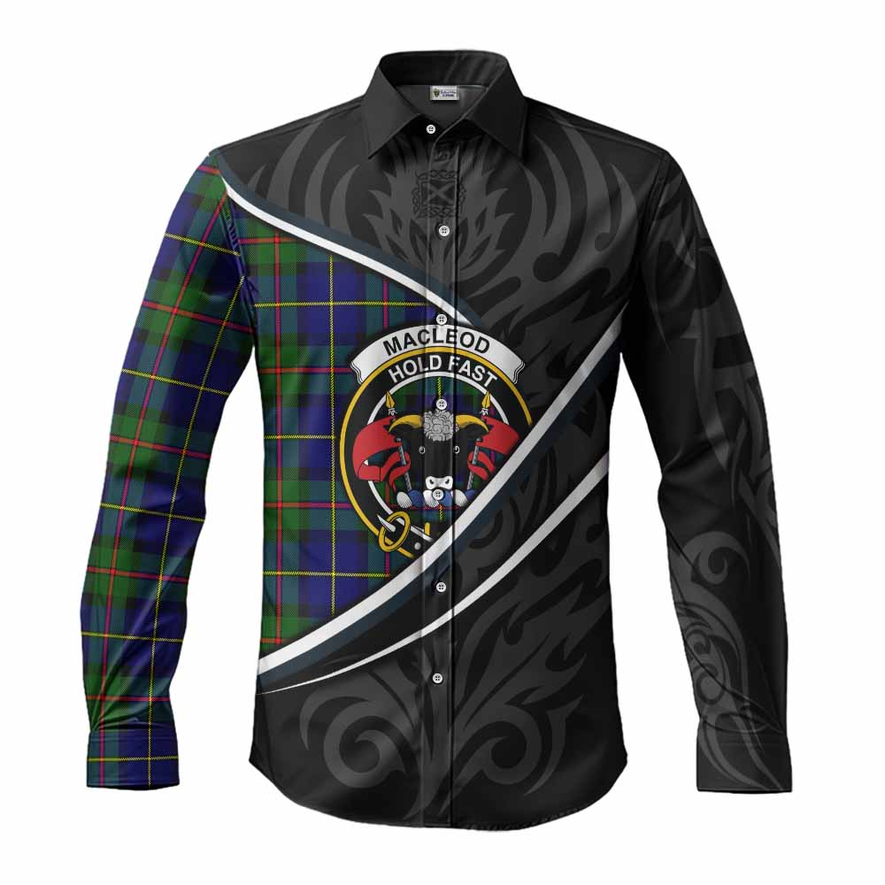 MacLeod (McLeod) Tartan Family Crest Long Sleeve Button Shirts Celtic Scottish Thistle Floral - Tartan Vibes Clothing