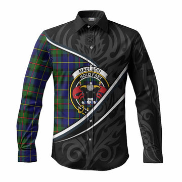 MacLeod (McLeod) Tartan Family Crest Long Sleeve Button Shirts Celtic Scottish Thistle Floral
