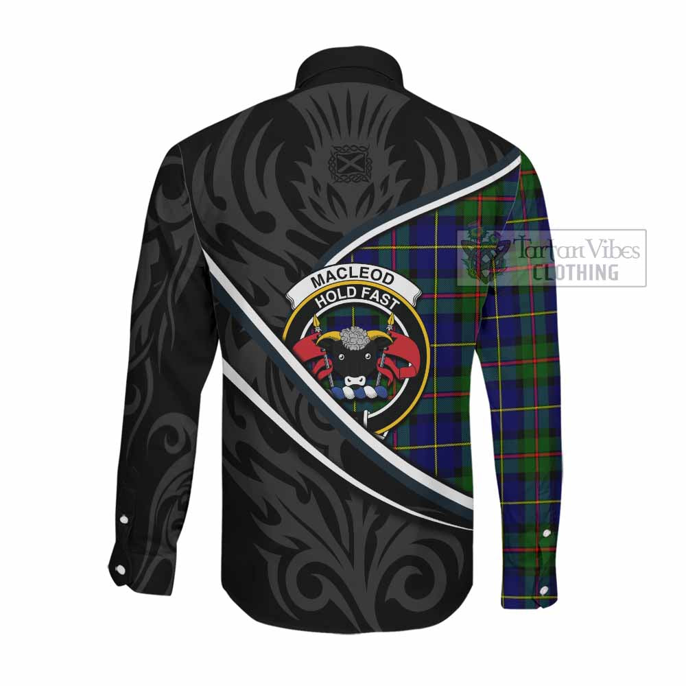 MacLeod (McLeod) Tartan Family Crest Long Sleeve Button Shirts Celtic Scottish Thistle Floral - Tartan Vibes Clothing
