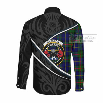 MacLeod (McLeod) Tartan Family Crest Long Sleeve Button Shirts Celtic Scottish Thistle Floral