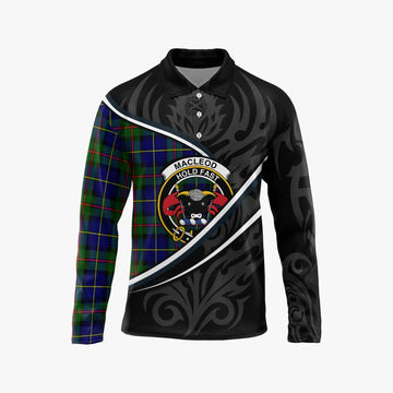MacLeod (McLeod) Tartan Family Crest Long Sleeve Polo Shirt Celtic Scottish Thistle Floral