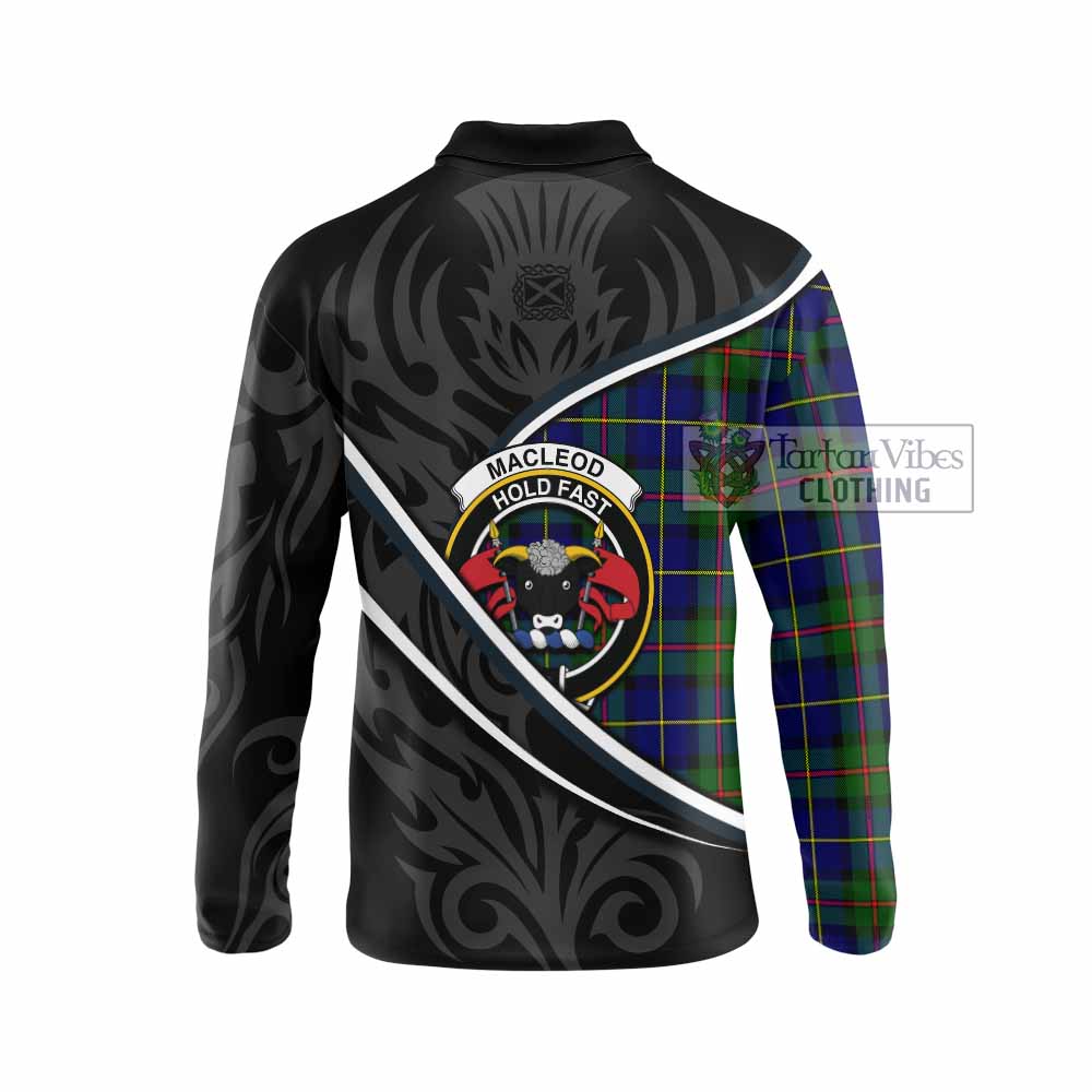 MacLeod (McLeod) Tartan Family Crest Long Sleeve Polo Shirt Celtic Scottish Thistle Floral - Tartan Vibes Clothing