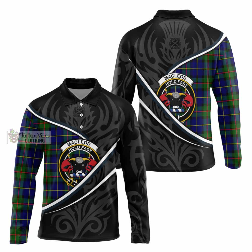 MacLeod (McLeod) Tartan Family Crest Long Sleeve Polo Shirt Celtic Scottish Thistle Floral - Tartan Vibes Clothing