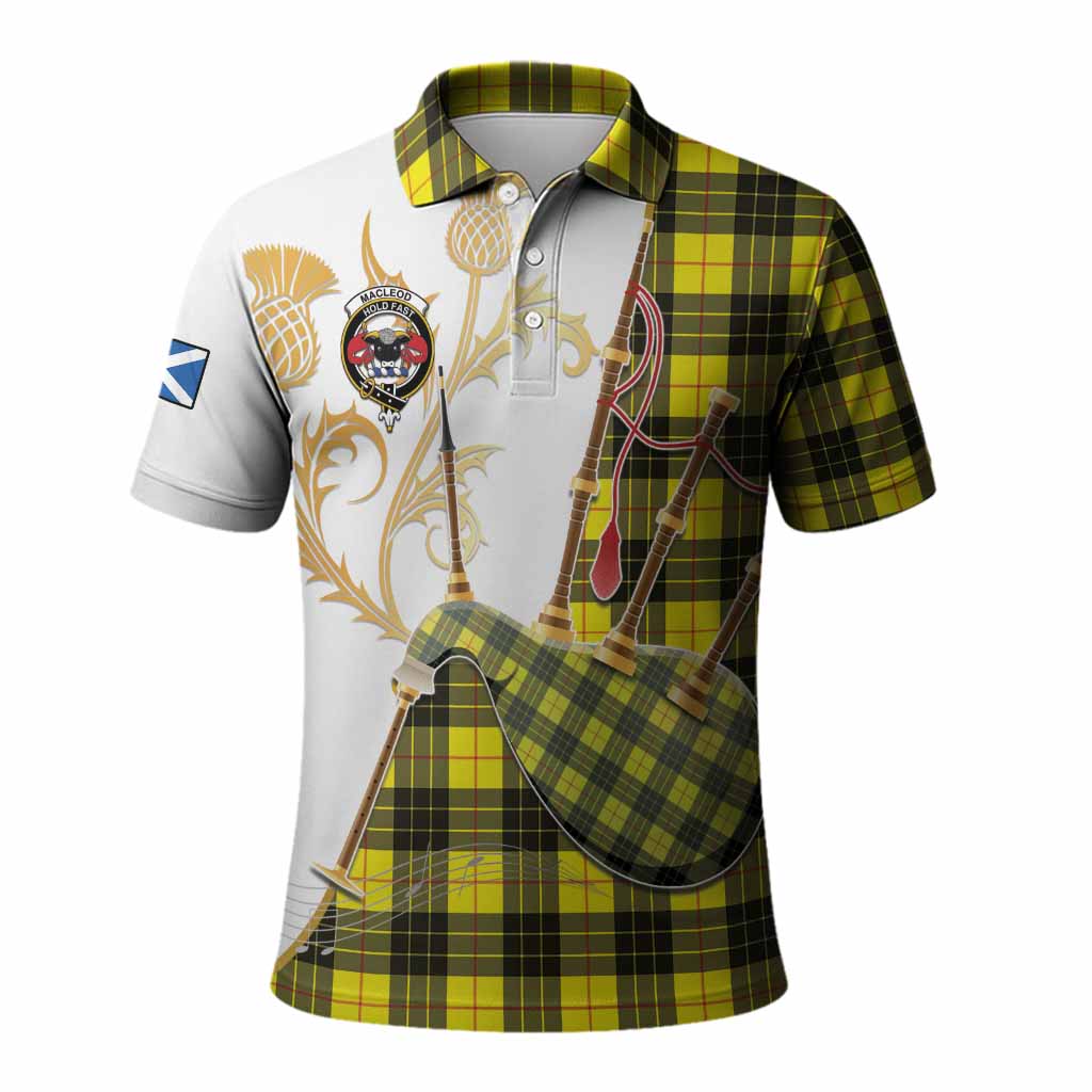 MacLeod (McLeod) Tartan Family Crest Polo Shirt Bagpipes with Scottish Thistle