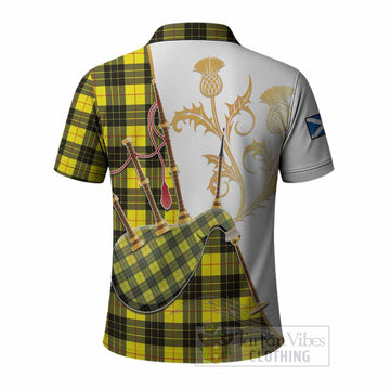 MacLeod (McLeod) Tartan Family Crest Polo Shirt Bagpipes with Scottish Thistle