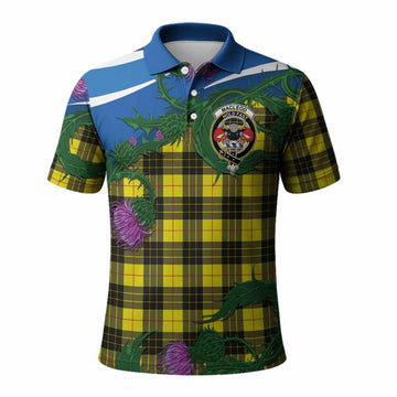 MacLeod (McLeod) Tartan Family Crest Polo Shirt Thistle in Minimalism